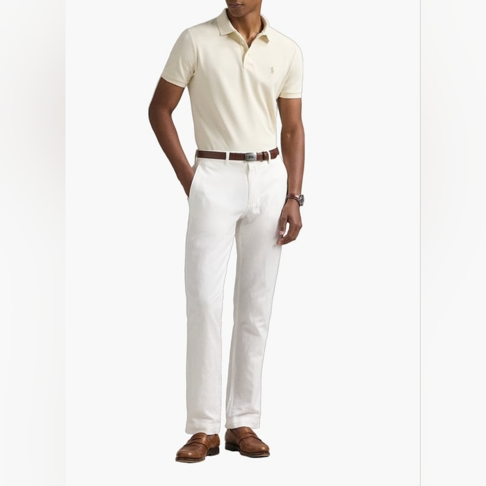 POLO Ralph Lauren Cream Custom Slim Fit Polo Shirt Size XL - Picture 5 of 12